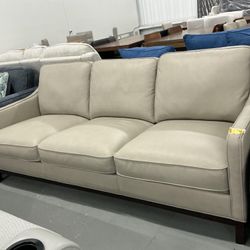 Cream Leather Sofa 