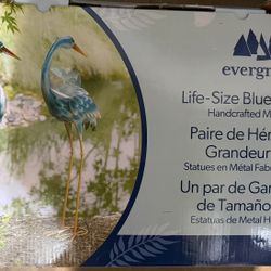 Evergreen 35 in. Metal Blue Heron Pair
