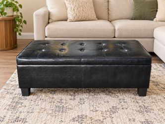 Large Black Storage Ottoman / Bedroom Bench / Footrest – 49”
