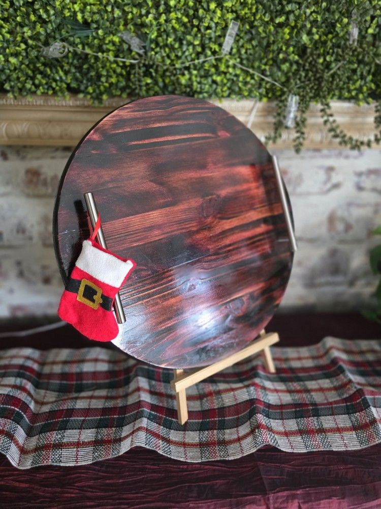 Handmade Shou Sugi Ban Serving Tray: Dragon Purple Charred Wood Platter