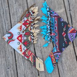 Southwestern Beaded Fringe Bandana Scarf Set (2 PCS) Cowgirl & Native Accessory