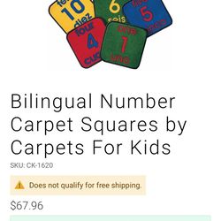 Bilingual number carpet squares for kids