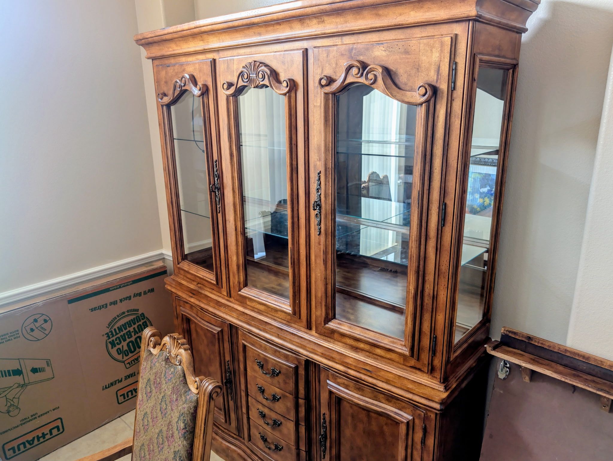 Solid Wood China Cabinet With Glass Display