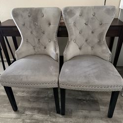 Brooklyn Gray Tufted Velvet Dining Side Chair (Set of 2)