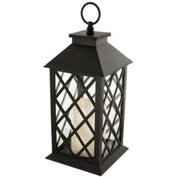 Black Large  Lantern With  Candle 16”