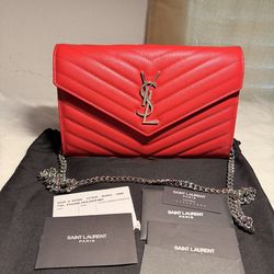 YSL Wallet On Chain Red(Authentic)