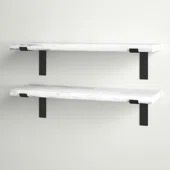 NEW! FLOATING WHITE WOOD SHELVES. SET OF 2