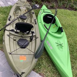 (2) 10’ Kayaks W/paddles   Fishing Kayak   Both $600 OBO 