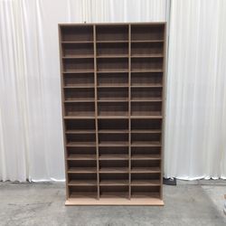 Brown Laminate Three-Column Media Storage Rack
