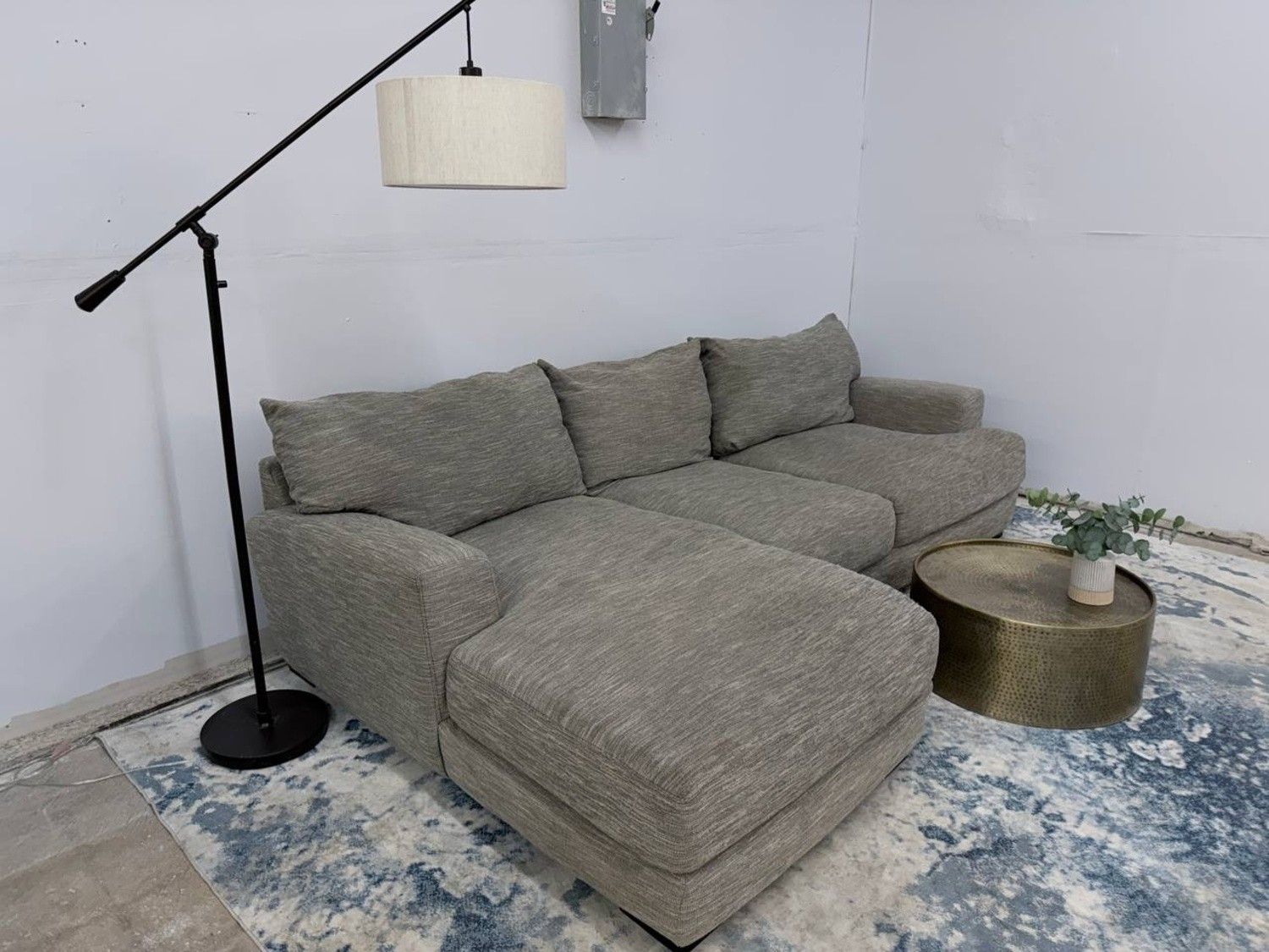 Raymour & Flanigan 2 piece Gray Sectional Sofa