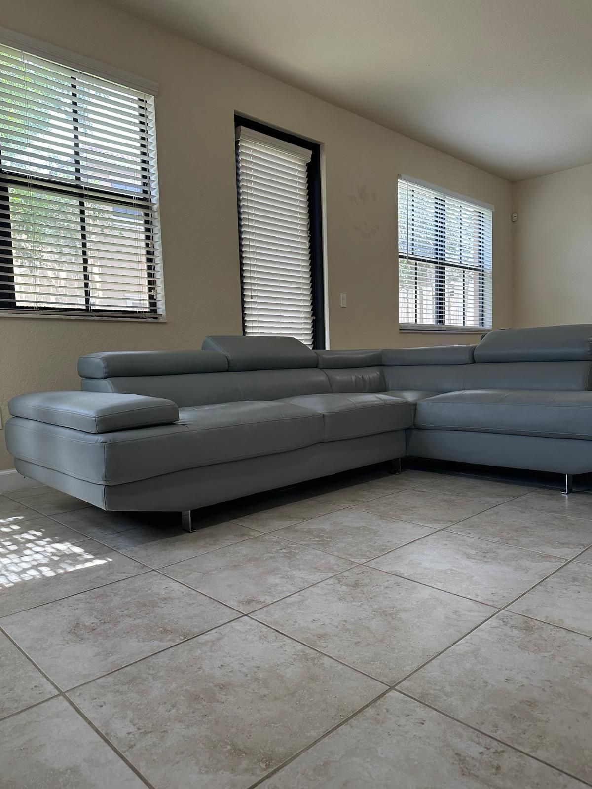 City Furniture Gray Leather Sectional for Sale in Delray Beach, FL