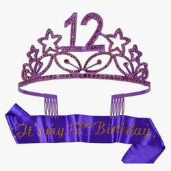 12th Birthday Purple Tiara and Sash