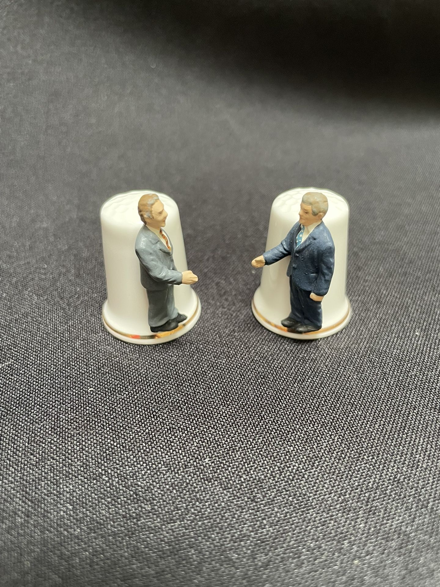 Rare Sterling Classic Pewter And Fine Bone China Bush And Blair Thimbles