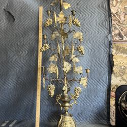 Antique Brass Candelabra Grape Motif