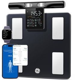 Smart Scale for Body Weight: 8-Electrode Body Pod Fat Monitor with Full Body Composition Analysis, Bluetooth App Sync, Large Handle Display, 400lb Cap