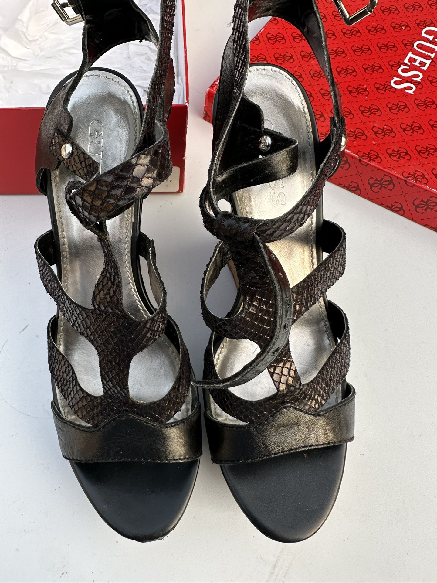 Guess Black 8.5 Strappy Heels
