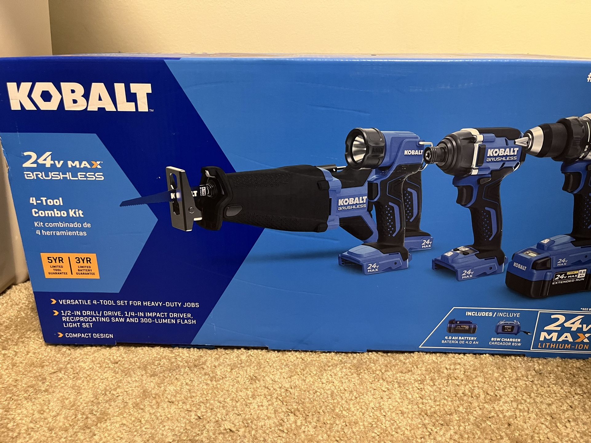 Kobalt 24V 4-tool combo kit w/ battery - NEW