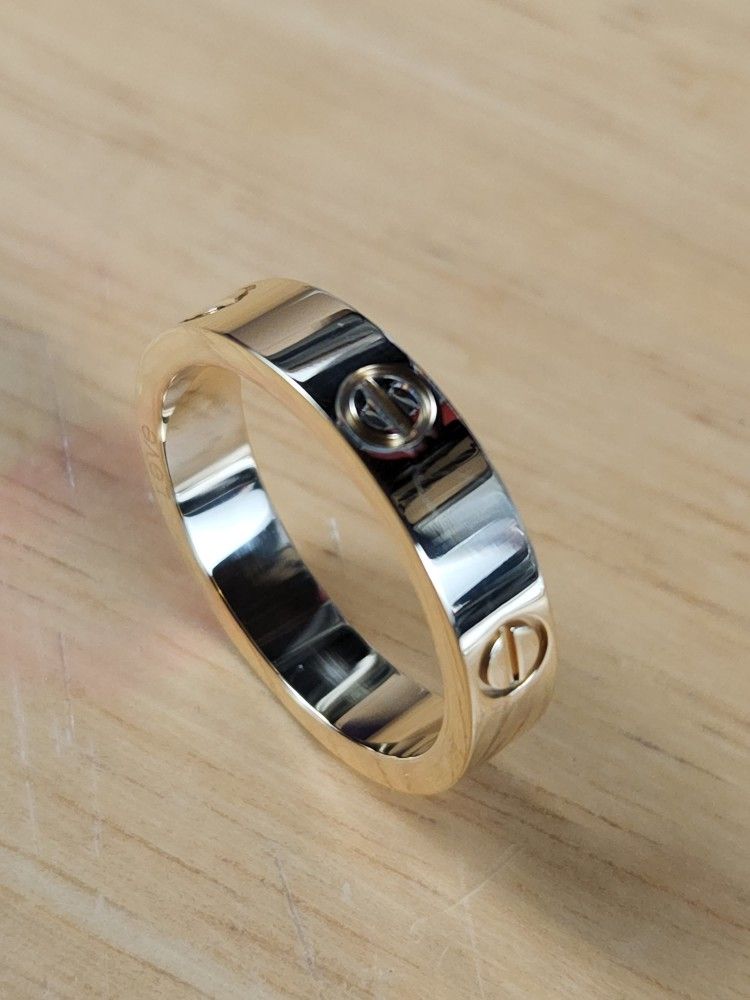 Gold Love Ring Stainless Steel Gold Plated