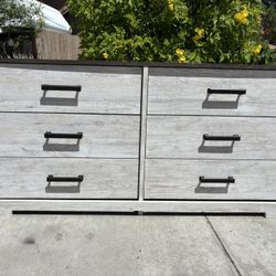 Rustic White 6 Drawer Dresser Chest of Drawers Furniture Great Condition 