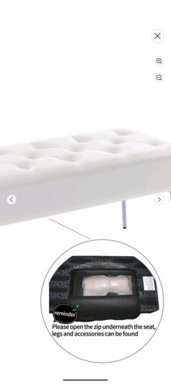 White Boucle Tufted Bench with no legs
