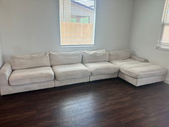 Beige L-Shaped Couch