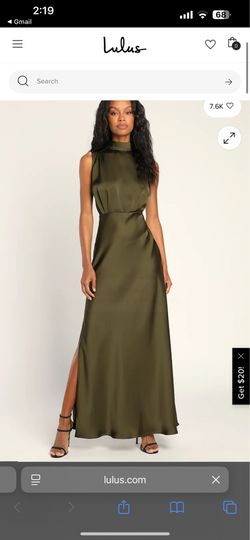 Olive satin dress