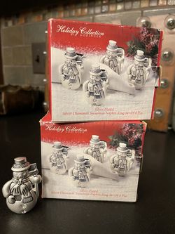 Silver Plated Snowman Napkin Rings