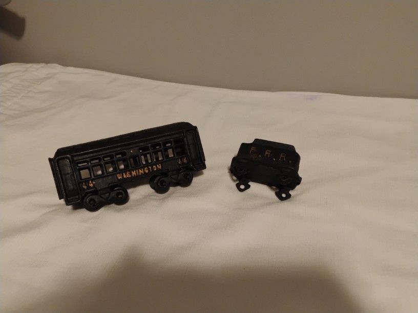 Antique Cast Iron Train Car And Coal Car