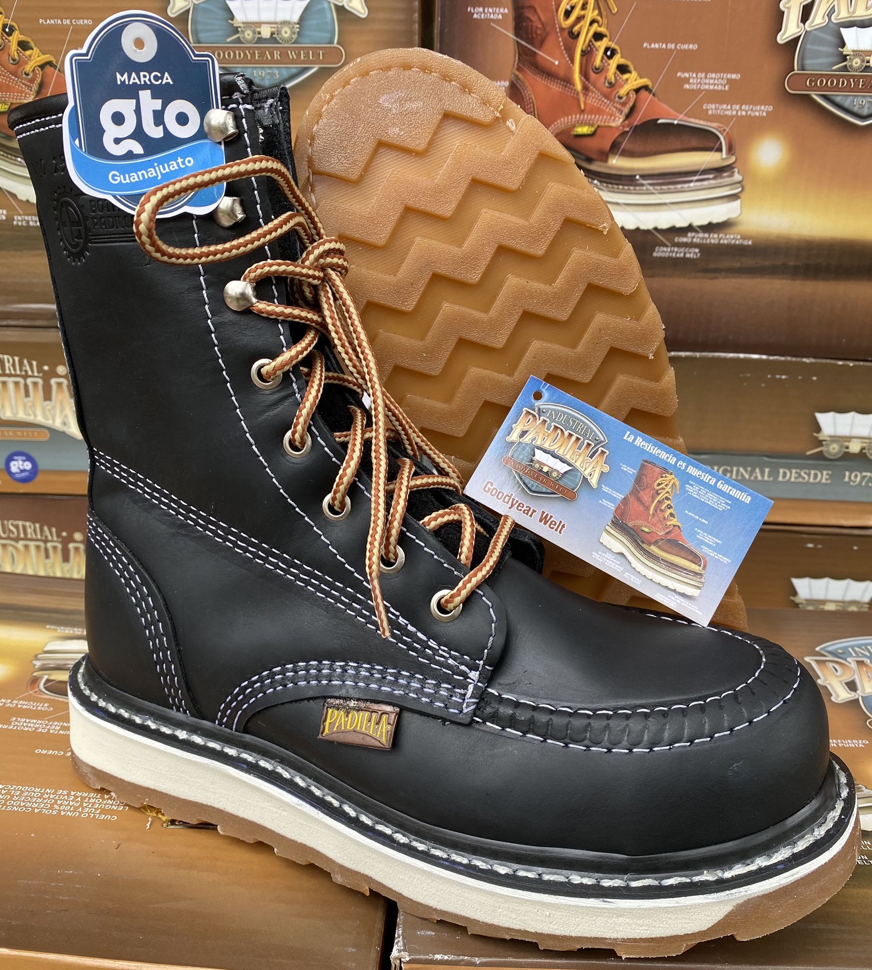 Work boots slip resistant waterproof real leather no china made in mexico botas de trabajo piel estamos en sylmar