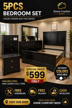 Black 5pcs bedroom set for sale with free delivery