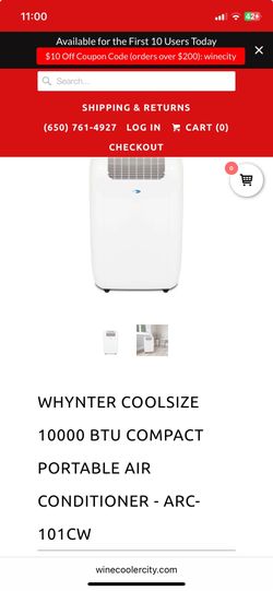 Whynter coolsize 10000 BTU portable air conditioner. Covers 300 square feet