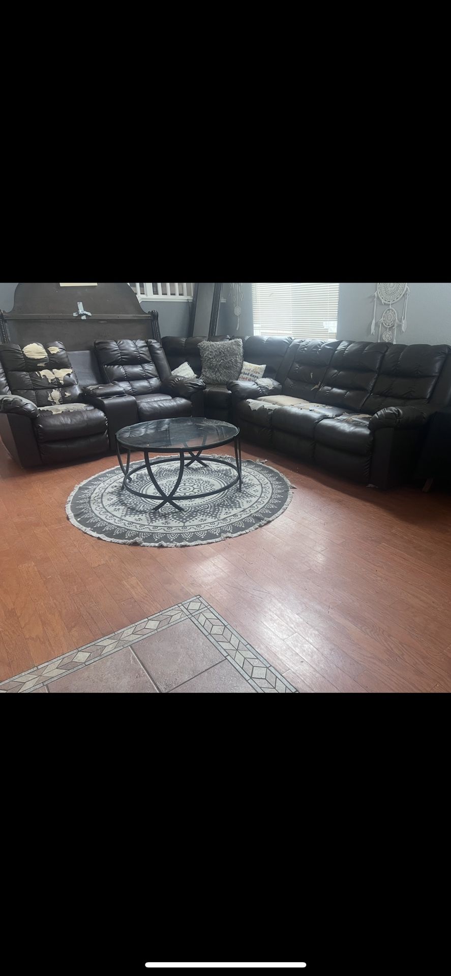 Family Couch Set Dark Brown