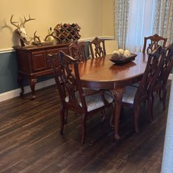 Solid Wood Dining Set And Side Board