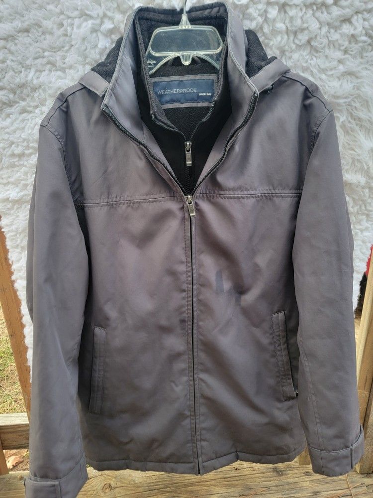 Men's Weatherproof Lined Winter Jacket Size Medium With Removable Hood