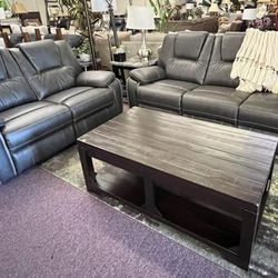 Rec. leather sofa and loveseat 