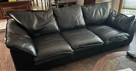 Real leather couch with chair