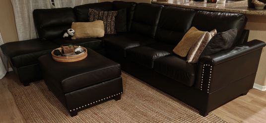 Sofa set, leather, dark brown, like new - $350