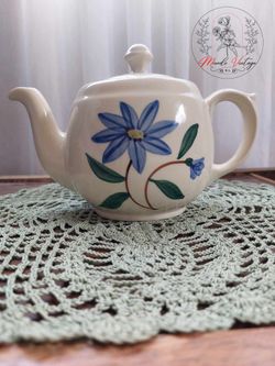 Shawnee Pottery Blue Flowers Teapot