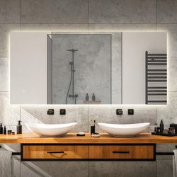 Rectangular Frameless LED Bathroom Vanity Mirror | Anti-Fog Backlit, Dimmable Smart Touch Sensor, Memory Function