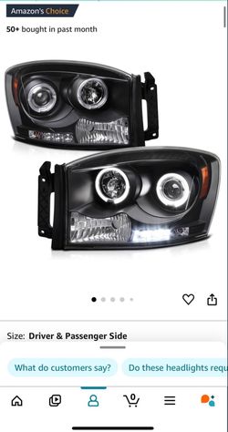 Brand New 2006-2009 Dodge Ram 1500, 2500, 3500 Headlights With Halos And LEDs 