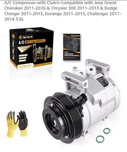 A/C Compressor with Clutch Compatible with Jeep Grand Cherokee 2011-2016 & Chrysler -2013 & Dodge Charger 2011-2013, Durango 2011-2015, Challe