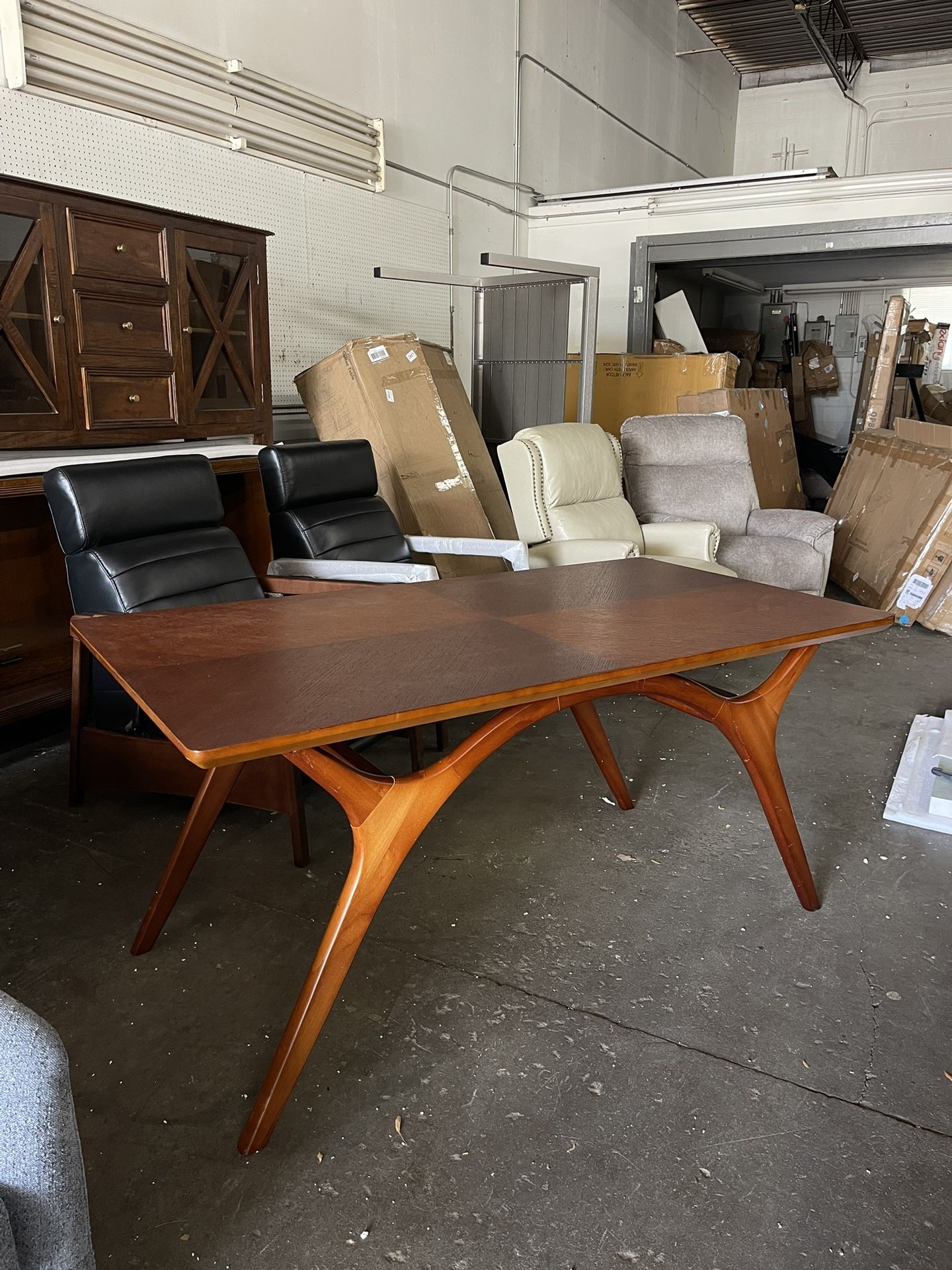 Mid Century Modern 63” Solid Wood Dining Table