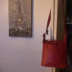 GC Red FAUX LEATHER BUCKET STYLE Crossbody Handbag
