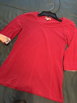 2 Burberry Shirts 3/4 Sleeve Red & Black