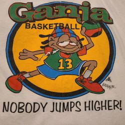 Vintage Ganja Basketball Nobody Jumps higher Tee shirt character promo tee