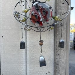 Lady Bug Wind Chime For Patio Garden Outdoors