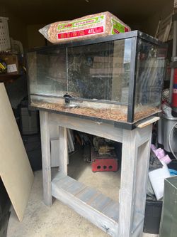 $110 OBO -Front-Opening Reptile Terrarium Enclosure with Mesh Screen & Custom Wood Stand + Bedding