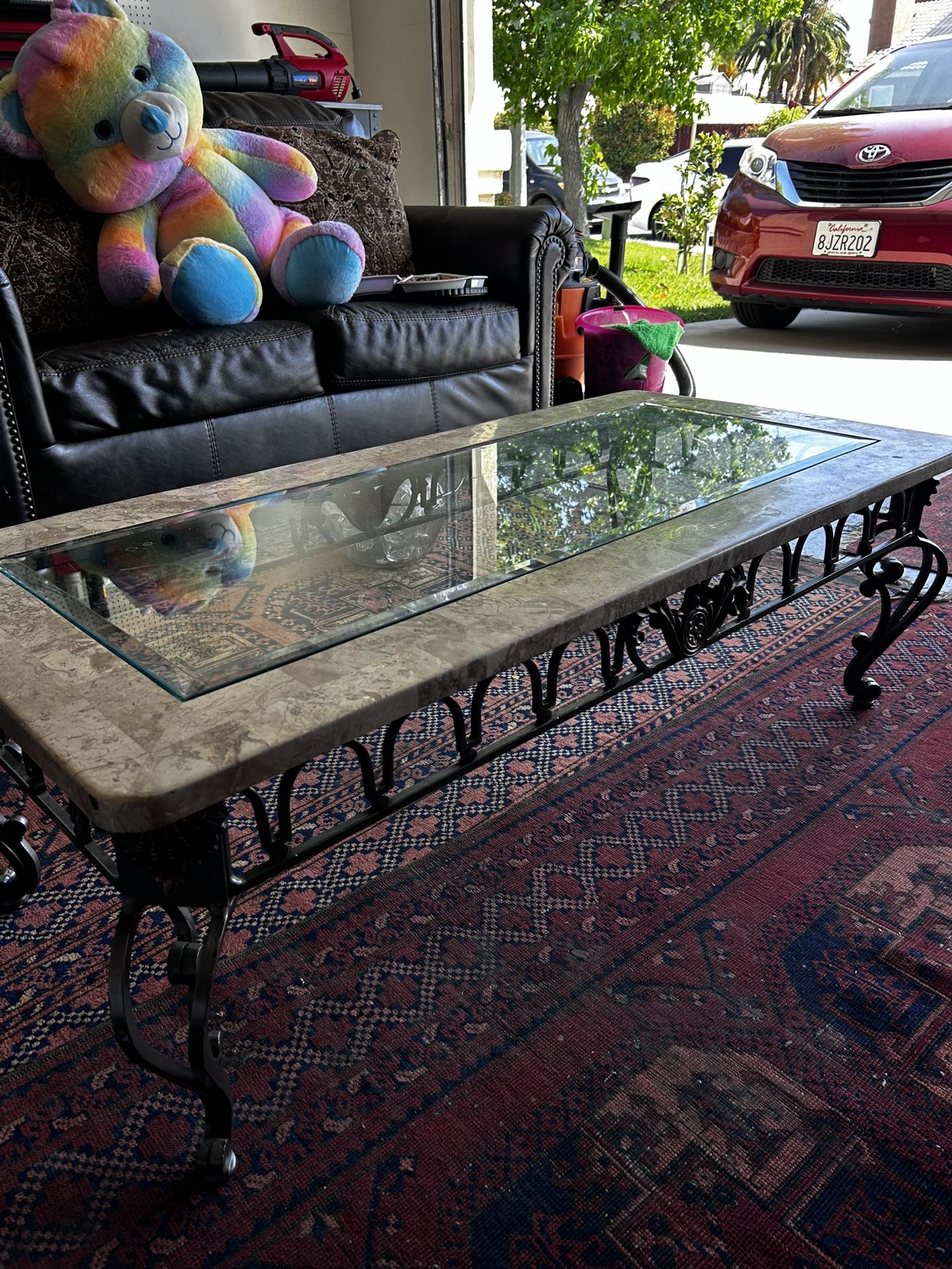 Glass And Stone Coffee Table