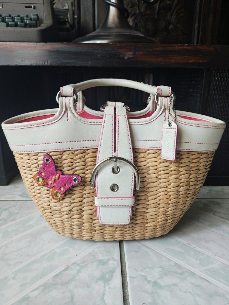Vintage Coach Wicker Basket