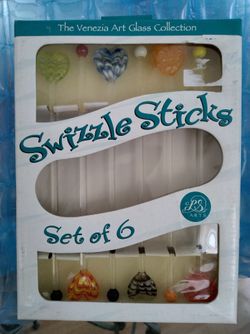 Venezia Art Glass Collection Swizzle Sticks Set NIB 💖